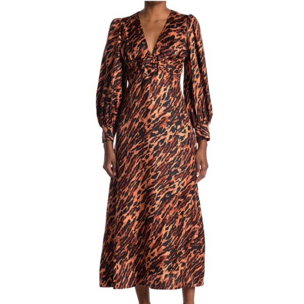 SANDRO Faunie printed long sleeve dress